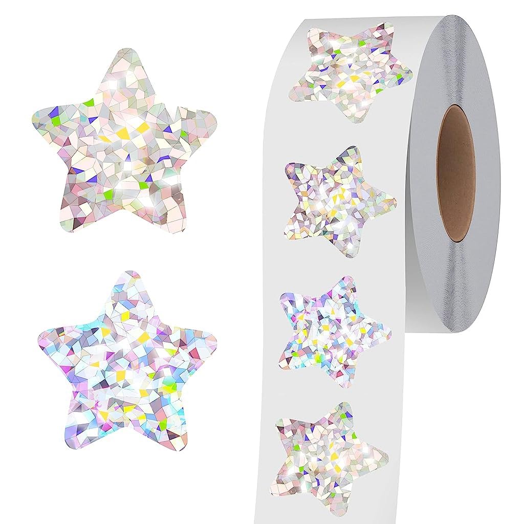 HASTHIP 500Pcs Holographic Glitter Star Stickers, 1 inch/2.5cm Self Adhesive Small Star Stickers for Reward Charts, Incentive Stickers Sparkly Star Stickers for Kids Teachers School Office HASTHIP 500Pcs Holographic Glitter Star Stickers, 1 inch/2.5cm Self Adhesive Small Star Stickers for Reward Charts, Incentive Stickers Sparkly Star Stickers for Kids Teachers School Office